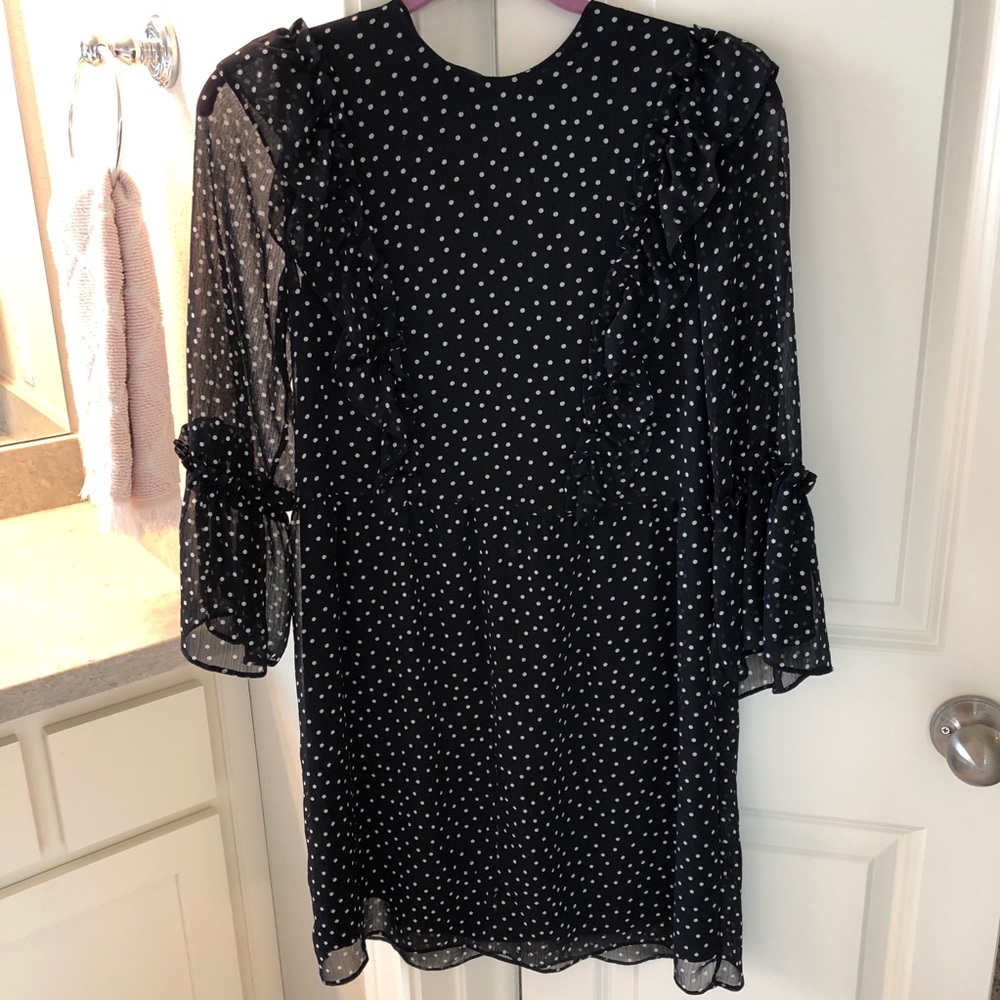 Black polka dot dress